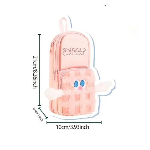 Image of Parshya Three Layer Premium Canvas Pencil Pouch with Small Hand for School Girls and Boys, Cute Aesthetic Stationery Items Kit Case, Large Capacity Stationary Pencil Box for Kids Gifts