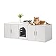 VEVOR Katzenschrank für Katzentoilette, Katzenhaus versteckt mit Doppelräumen, Katzenklo Schrank aus Holz passt in die meisten Katzentoiletten, Katzenmöbel 1,47 x 0,46 x 0,45 m, weiß