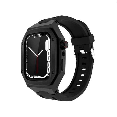 Boîtier montre acier inoxydable bracelet caoutchouc Apple Watch 45mm