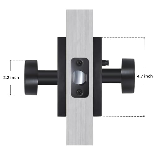 KBH APPLICATIONS Matte Black Door Knobs Interior with Lock, Heavy Duty Modern Privacy Rectangle Door Knob Door Handles for Bathroom, Bedroom, Hall and Closet (Matte Black) — view 3