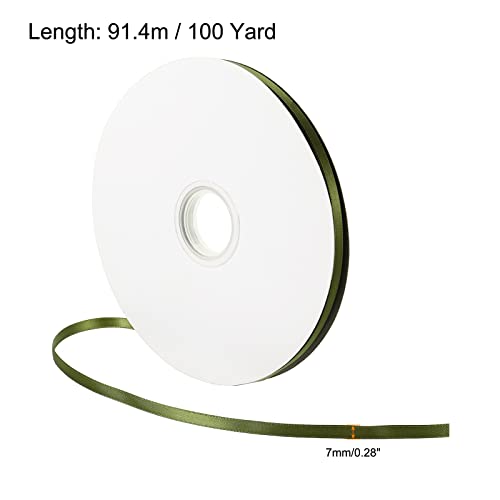 PATIKIL 0.28 Inch Wide 100 Yards Satin Ribbon, Double Face Solid Crafts Roll for Party Home DIY Wrapping Decoration Olive Green - Image 2