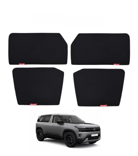 Image of Car Window Sun Shade for TATA Sierra, Set of 4, Black Mesh Fabric