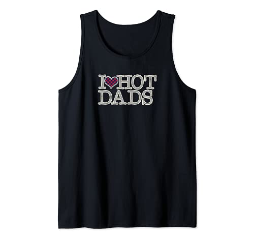 I Heart Hot Dads Polka Tank Top, Black