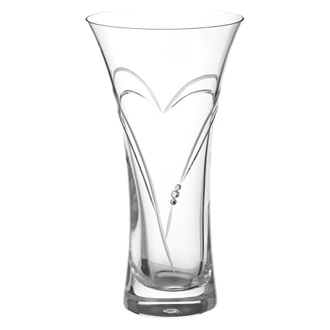 DIAMANTE Hearts Crystal Vase - 22cm Cover
