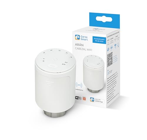 Garza - Cabezal/Válvula termostática Inteligente para Radiador. Requiere Zigbee 3.0 Hub/Bridge. Control App y Voz, Modos Manual/Automático, Detección Ventanas, Anti-Hielo y Autonomía 2 años