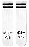 Grace Yonks Brides Man Socks,Bridal Party Sock,Bridesmaid Gifts,Wedding Socks, Bridesmaid Proposal, Bachelorette Party.(white) (Brides Man)