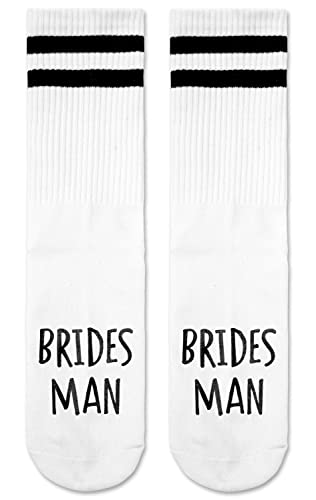 Grace Yonks Brides Man Socks,Bridal Party Sock,Bridesmaid Gifts,Wedding Socks, Bridesmaid Proposal, Bachelorette Party.(white) (Brides Man)
