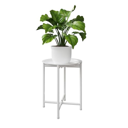 Bamworld Blumenständer Metall Pflanzenständer Blumenhocker Weis Hoch Zimmer Deko （34x34x42cm）