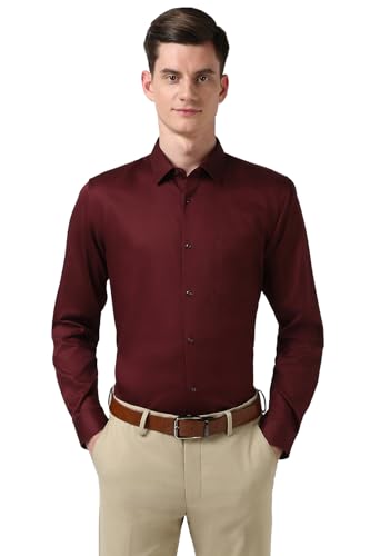 Image of Peter England Men's Satin Solid Regular Fit Formal Shirt | Cotton with Satin Sheen | Luxury