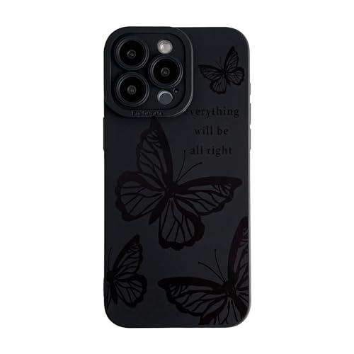 Coque souple papillon noir iPhone 14 Pro Max housse silicone protectrice