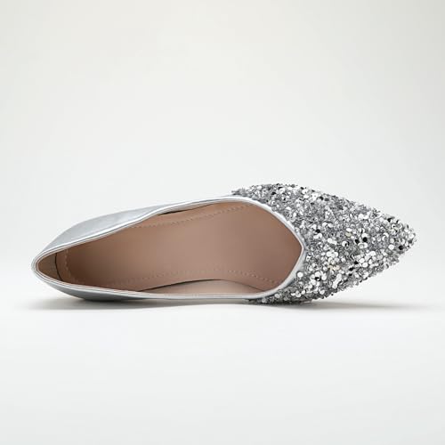 Women's Pumps, Closed Toe Chunky Heels for Women, Comfortable Work Pumps Shoes, Pointed Toe Rhinestones Dress Wedding Pumps for Women3