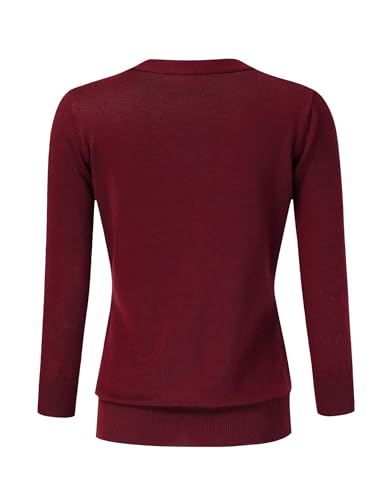 Image of Leadingstar Women's 3 /4 Sleeve Cardigan Lightweight Sweater Cardigan V-Neck Solid Color Soft Knit Sweater Tops