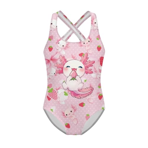 Image of Xpyiqun Swimsuit for Girls One Piece Bathing Suits Size 5-14 Sleeveless Swimwear Cross Shoulder Strap Swimming Wear