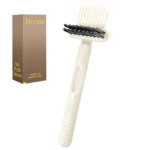 Jurrissa Hair Brush Comb Cleaning Tool Comb 2-in-1 Hair Brush Cleaner Tool Portable Remover Rake for Removing Hair Dust Home and Salon Use (White)