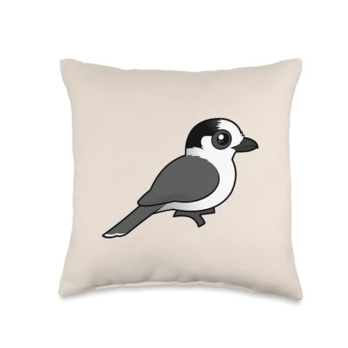 Cute Cartoon Canada Jay Corvid Birdorable Bird Throw Pillow