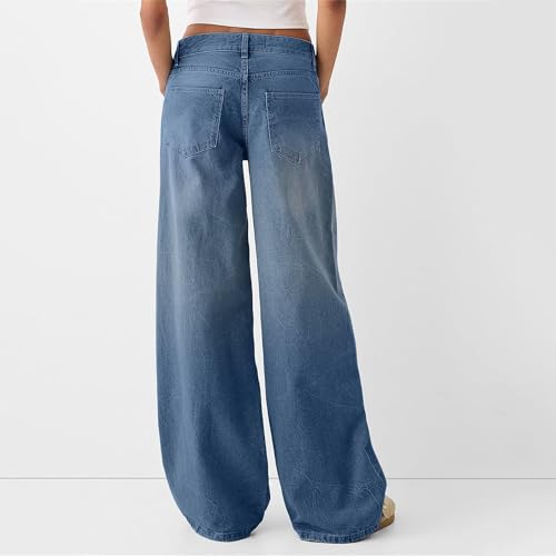 Women Baggy Jeans Low Rise Wide Leg Boyfriend Denim Pant Y2k Trendy Stretchy Straight Leg Loose Casual Cowgirl Pants4