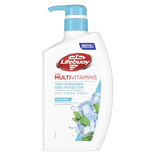 LIFEBUOY Antibacterial Body Wash Cool Fresh 100% stronger germ protection and hygiene 12 hour freshness 500ml