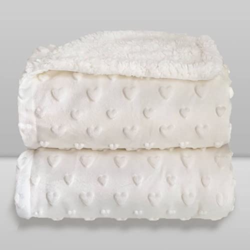 Cobertor Donna Laço Bebê Plush com Sherpa Hearts (Branco)