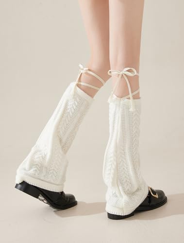 Image of YELAIVP Women's Leg Warmers Knit Kawaii Y2K Harajuku Leg Warmers with Adjustable String for Women Lolita Accessories
