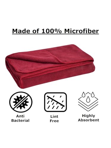 Image of Cotton Bolls Microfiber Large Bath Towel Quick Dry Super Soft Higly Absorbent Lint Free Towel for Bath for Men and Women, Travel, Gym, Beach, Pool, Yoga (70x140 CM) - Maroon
