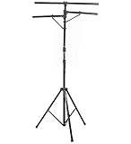 Rockville RVLS1 10' Ft Tripod Lighting Tree Stand, 110lb Capacity, Sturdy Steel Build, Side Bars, Adjustable Height, for DJs and Live Events