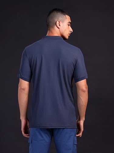 Image of TECHNOSPORT Men's Solid Slim Fit Polo Collar T-Shirt MATPIQ Half Sleeve Button Polyester for Gym Running Workout UPF50+ Anti Odour
