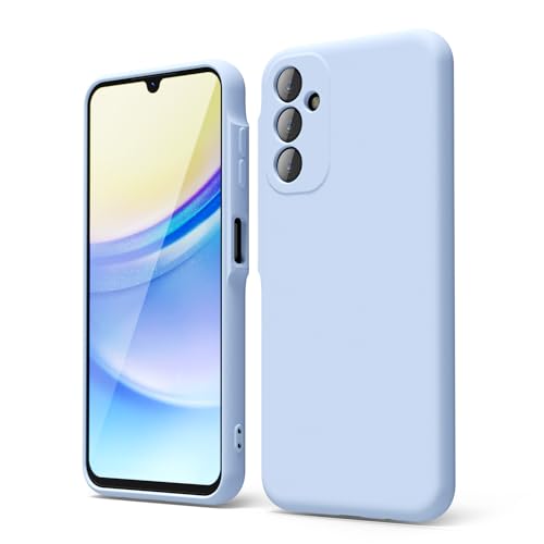oakxco for Samsung Galaxy A15 5G Case Liquid Silicone, Soft Rubber Gel Elegant Thin Slim TPU Matte Smooth Case with Camera Lens Cover for Women Men Boy, Light Blue