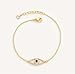 MEVECCO Bracelet for Women Gold Evil Eye Round Zirconia Pave 14K Gold Plated Dainty Chain Simple Protection Jewelry
