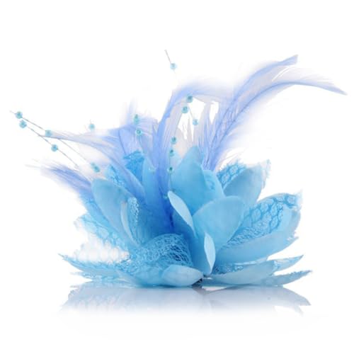 Broche fleur en plumes femme avec ruban et corsage de poignet en maille pour mariage