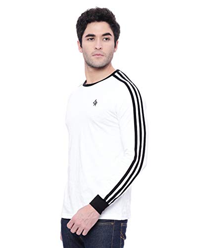 Image of ADRO Men's Striped Full Sleeve Navy Blue T-Shirt