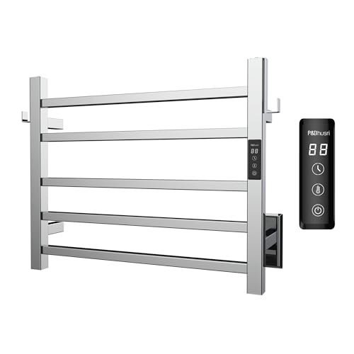 P&Bhusri Heated Towel Rack for Bathroom,Wall Mounted Electric Towel Rack with Timer and LED...