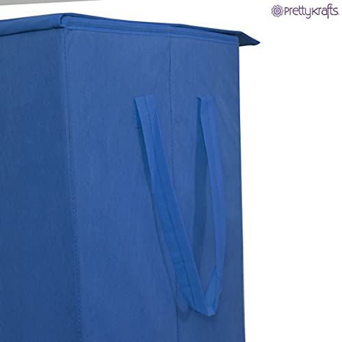 Image of PrettyKrafts 75 L Non Woven SuperMan Rectangular Foldable Large Laundry Bag /Basket With Lid & Handles, Freestanding Clothes Storage Organizer for Bedroom (36x36x53cm, Blue, Set of 1)