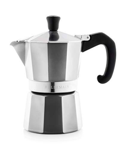 Bellemain Stovetop Espresso Maker | Italian Moka Pot Espresso Maker, Classic Aluminum Design Mocha Pot For Home Brewing & Camping | Easy To Use & Clean - 3-Cup, Silver