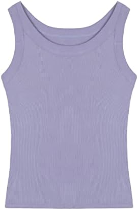 Femme Débardeur Côtelé en Viscose T-Shirt à Bretelles T-Shirt sans Manches avec Col en U sous-Maillot Haut Élastique Coupe Ajustée Cool Respirant Basic Tops d'été - Blanc Uni Taille du Fabricant L