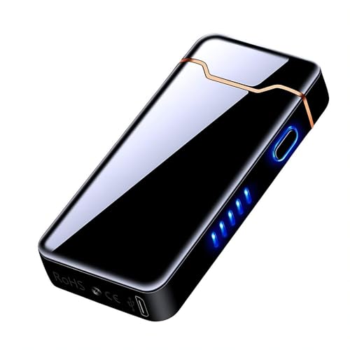 YOZWOO Electric Plasma Arc Lighter - Rechargeable USB, Windproof, LED Battery Indicator for Candles, Incense, Fireworks (Black)
