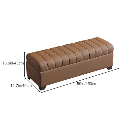 Banc de bout de lit marron capitonné pour optimiser l'espace de rangement - 3