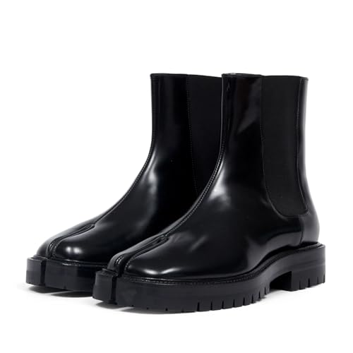 KOKOMOMO Low Heels Tabi Boots Split Toe Ankle Boots for Women Japanese Ninja Shoes Flat Chelsea Ankle Booties Chunky Block Platform Boot