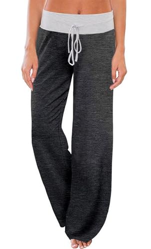 Image of AMiERY Women's Comfy Casual Pajama Pants Floral Print Drawstring Palazzo Lounge Pants Wide Leg