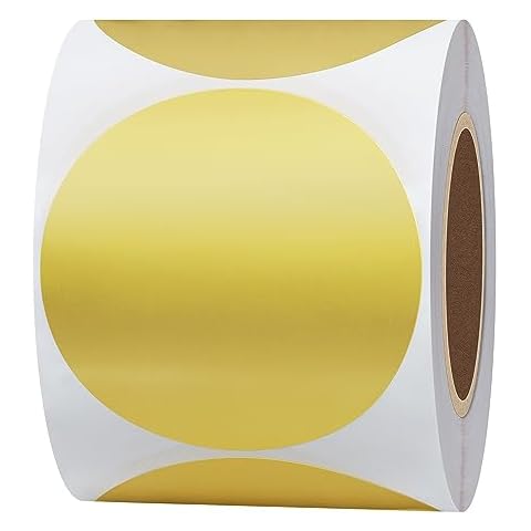 Hybsk 2 inch Matte Gold Labels Round Color Coding Dots Embossing Stickers Adhesive Label 300 Per Roll (Gold) Cover