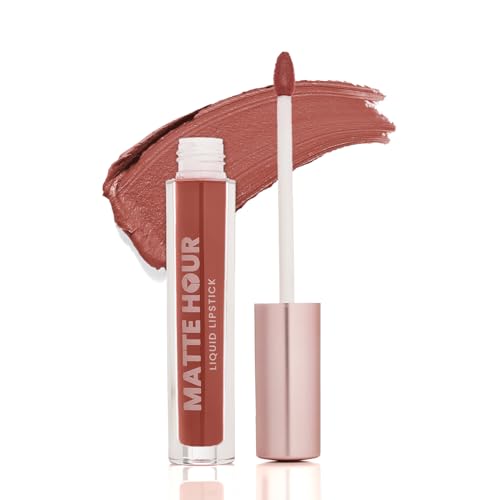 Image of Swiss Beauty Matte Hour Liquid Lipstick | Non-Transfer Formula | Highly Pigmented | Up To 10-Hour Wear | Waterproof & Smudge-Proof | Enriched with Vitamin | Shade-3. Bare Cosmo, 4.2ml