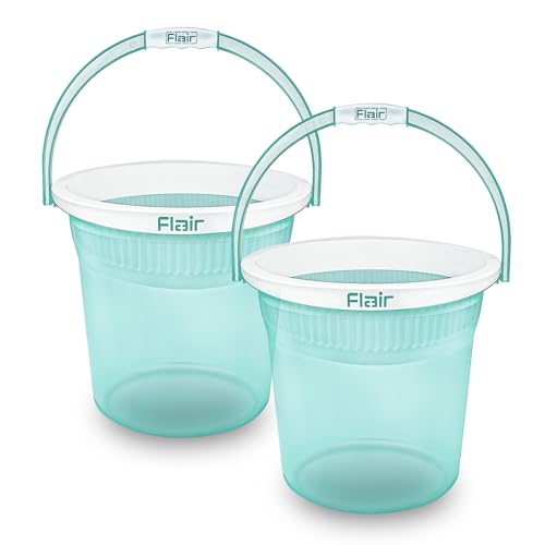 Image of FLAIR Estella Crystal 24 LTR T.Green Set of 2 I Plastic Bathroom Bucket | Strong and Durable Water Storage Bucket | Sturdy and Easy Grip Handle | Ideal for Bathing and Everyday Use