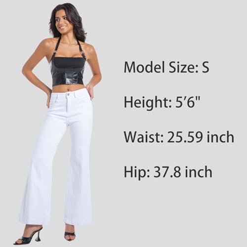 Women's Bell Bottom Jeans High Waisted Stretchy Curvy Flare Denim Pants2