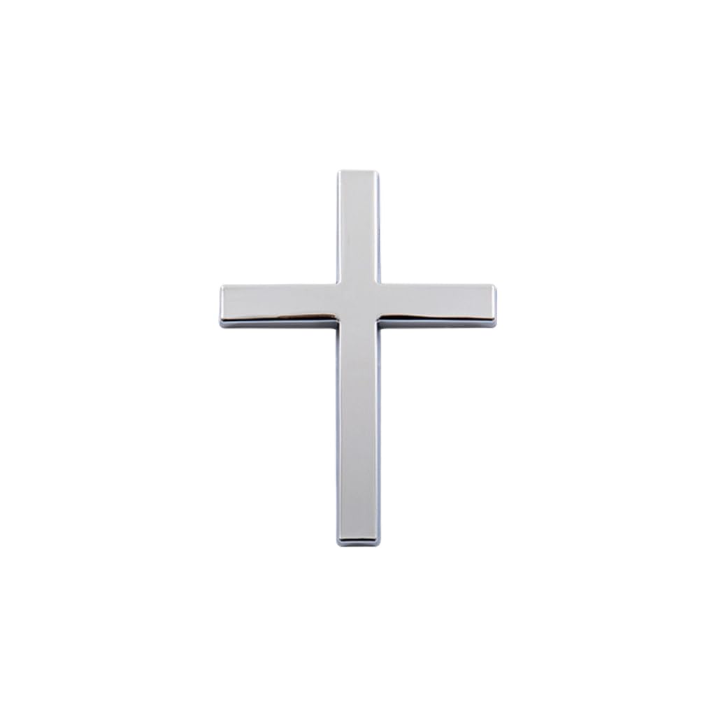 Sodeber Silver S Adhesive Metal Crosses Decal 3D Badge For Vehicle Truck Car Exterior Decoration Unversal