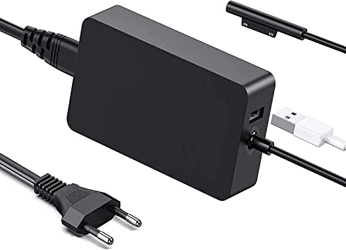 Vanchly Chargeur Surface Pro, 65W 15V 4A (pour 65W/44W Chargeur Microsoft Surface pour Microsoft Surface Pro X/Pro 7 /Pro 6 /Pro 5/Pro 4, Surface Book, Surface Go Adaptateur Cover