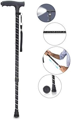 Adjustable Crutches Dexterous Aluminum Alloy Crutch Old People Non Slip Walking Canes with LED Light Multifunction Safe in Crutches