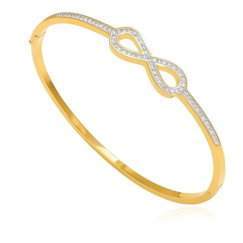 Image of MEENAZ Anti Tarnish Infinity Bracelet for Women Stylish Kada for women Gold Bangle| Golden Jewelry Ladies Party bracelet for girls Love Friendship Couples Gifts for Mother Sister Wife Girlfriend 251