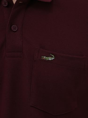 Image of CROCODILE Men's Solid Casual Wear T-Shirt | Polo Neck | Half Sleeves | Pull On | Regular