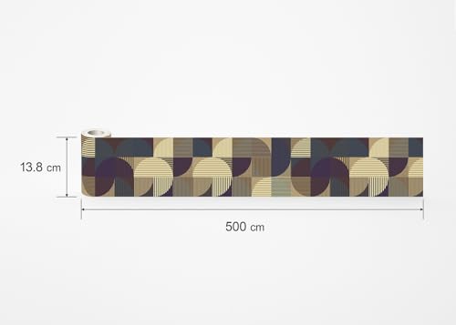 AG Design Selbstklebende Bordüre Quadratische Abstraktion, AWB 8434 | Wasserfest Dekoration für Wände, Möbel, Tapeten, Wandverkleidungen und Türen, Folie, Mehrfarbig | Breite 500 cm x Höhe 13.8 cm