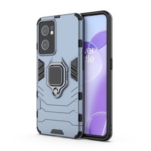 HONLEN Funda Compatible con OnePlus Nord CE 2 5G Carcasa, (6.43' Inches) [Antichoque][Antiarañazos] Case con 360 Grados Anillo Giratorio Soporte Protectora Cover Azul