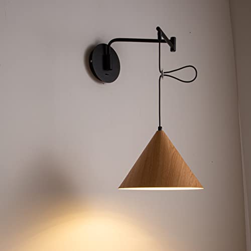 Aplique de pared de madera regulable para leer cómodamente en la cama 3